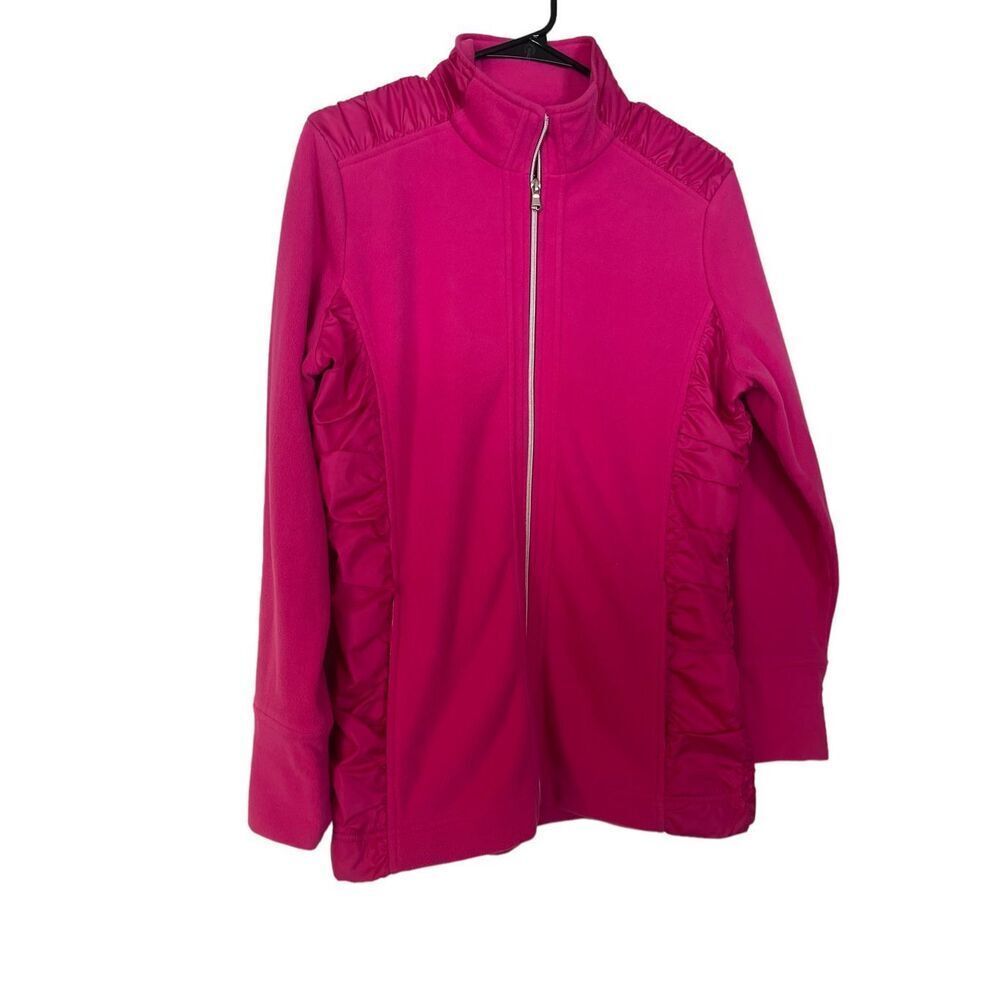 Cutter & Buck Womens Pink Ruched Detail Long Sleeve Full Zip Jacket Size Large